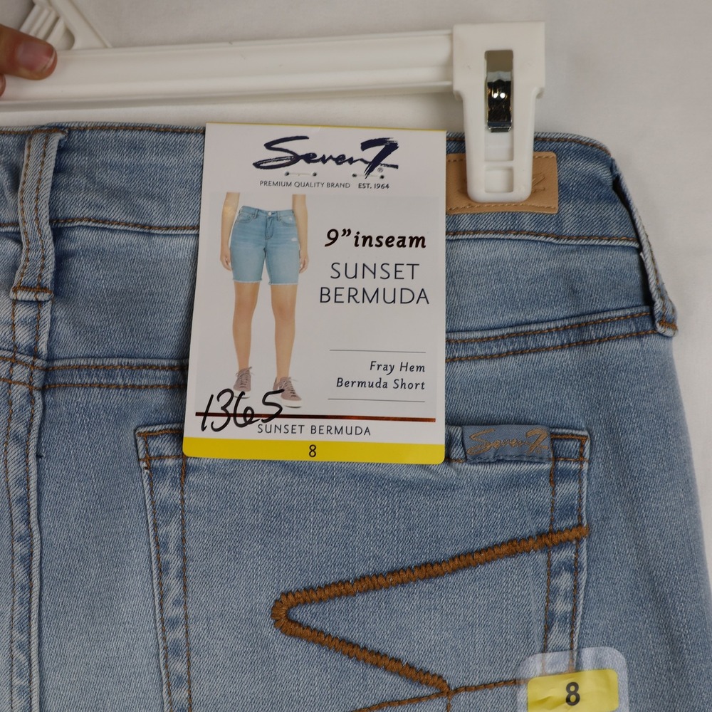 Seven7 Bermuda Shorts Womens 8 Ventura Light Blue Denim Fray Hem Distressed New - Picture 6 of 13